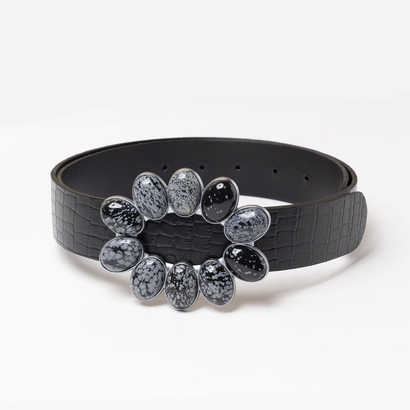 Magnifique ceinture en cuir noir pour femme