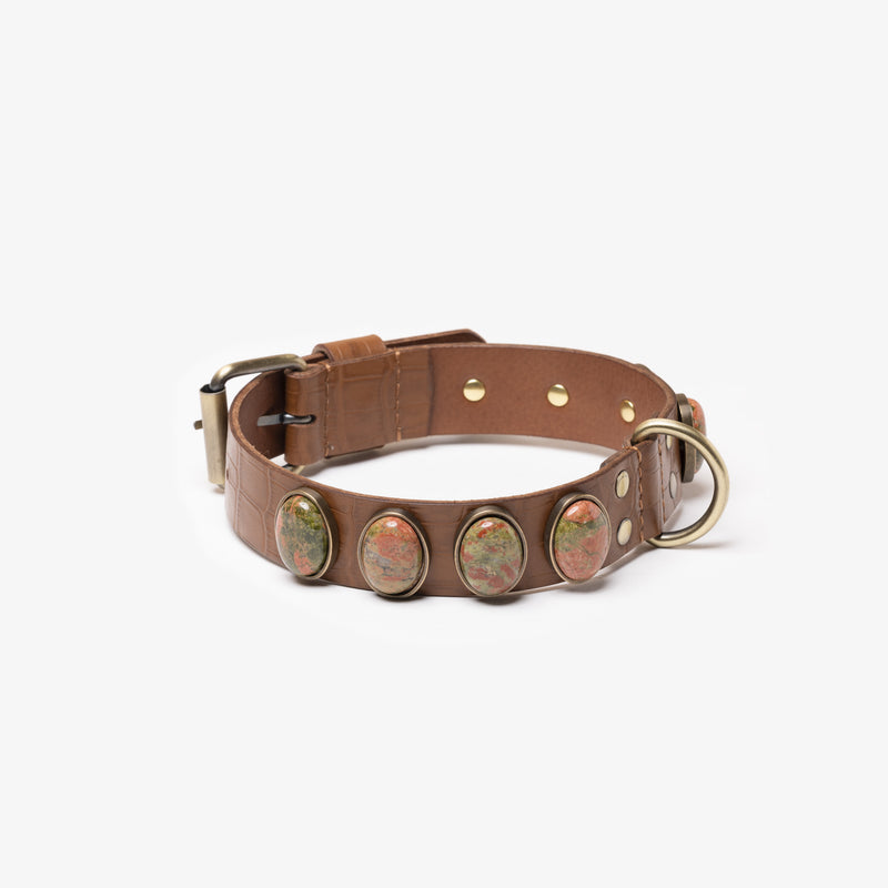 Collier artisanal de luxe français en cuir de buffle pour chien